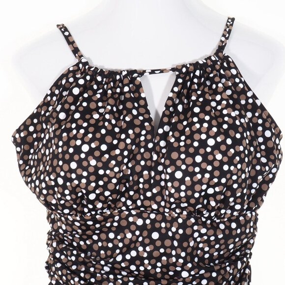 Catalina Swimsuit 18 W 20 W Piece Black Brown White Rouched Set in Bra 2X NWOT - Picture 3 of 10